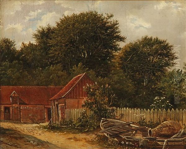 A House Near The Beach Oil Painting by Lauritz Rasmus Lyngbye