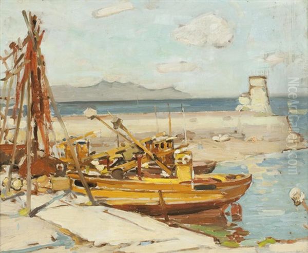 The Harbour, Dunure Oil Painting by Thomas Bonar Lyon