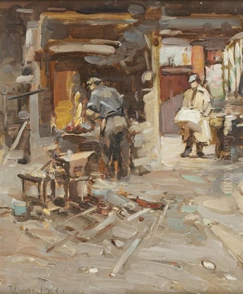 The Forge Oil Painting by Thomas Bonar Lyon