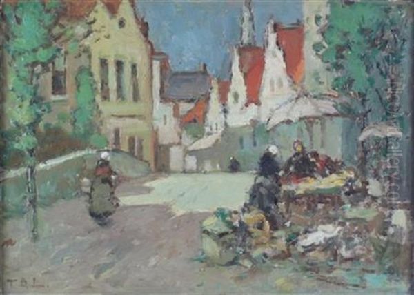 Pont The Cheval, Bruges Oil Painting by Thomas Bonar Lyon