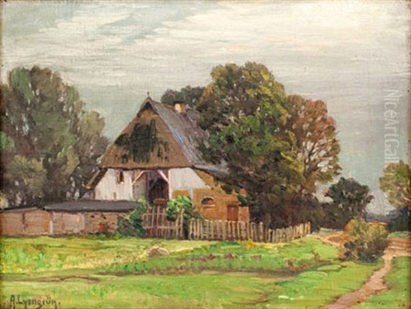 Gehoft Auf Dem Dars Oil Painting by Arnold E. Lyongrun