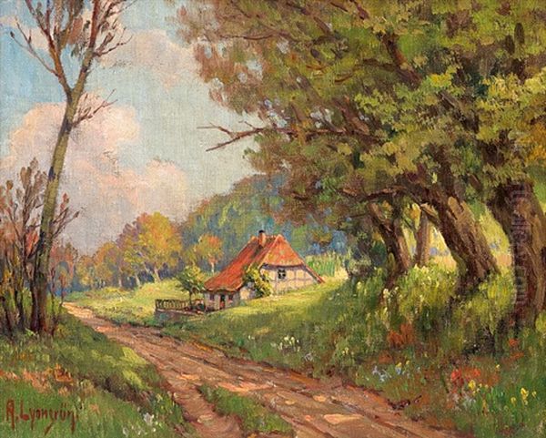 Landschaft Im Schwarzwald Oil Painting by Arnold E. Lyongrun