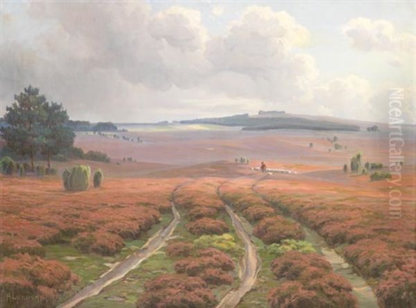 Heidelandschaft Bei Wilsede Oil Painting by Arnold E. Lyongrun