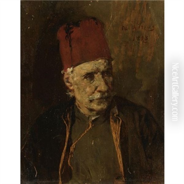 Portrait Of A Greek Man Oil Painting by Nikiforos Lytras