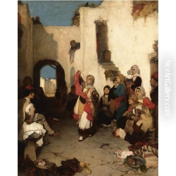 A Festival In Megara Oil Painting by Nikiforos Lytras