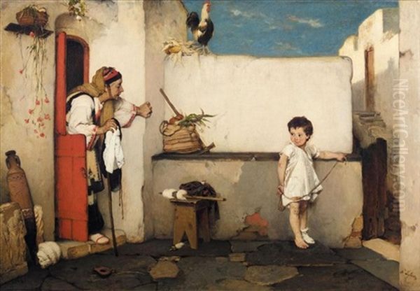 The Naughty Grandchild Oil Painting by Nikiforos Lytras