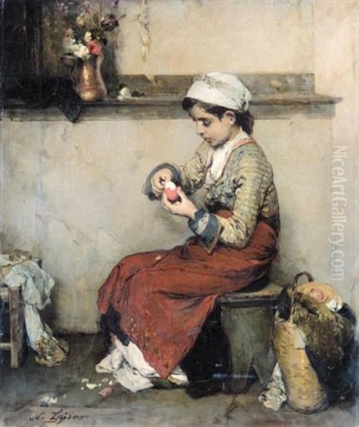 The Easter Egg Oil Painting by Nikiforos Lytras