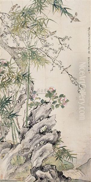 Flowers And Birds Oil Painting by Ma Yuanyu