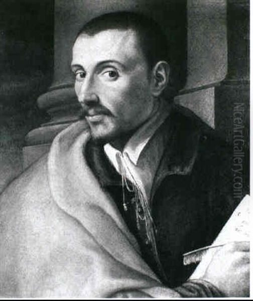 Bildnis Eines Jungen Mannes Mit Papier Und Feder Oil Painting by Girolamo Del Crocifissaio (see Macchietti)