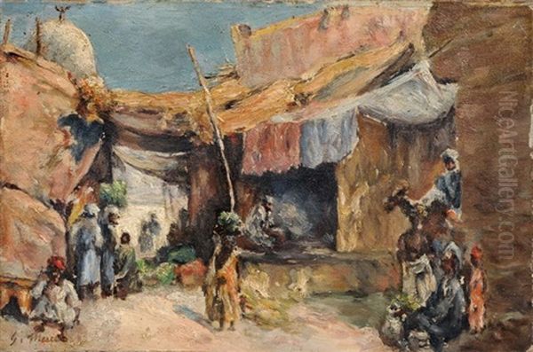 Belebte Strasenszene In Kairo Oil Painting by Georg Macco