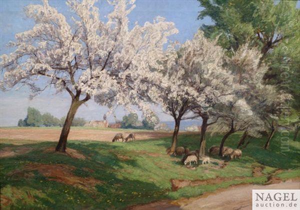 Landschaft Im Fruhling Oil Painting by Georg Macco