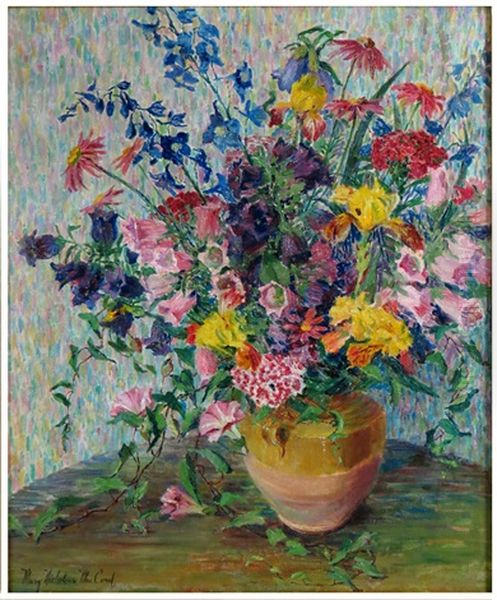 Still-life, Vase Of Flowers Oil Painting by Mary Nicholena Maccord