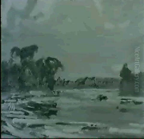 Logs Coming Down Narrows, Turtle Lake, Ontario Oil Painting by James Edward Hervey MacDonald