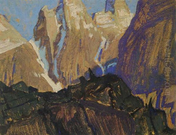 Mt. Ringrose From Wiwaxy Peaks Above Oesa Trail Oil Painting by James Edward Hervey MacDonald