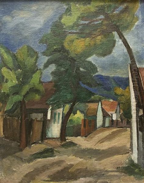 Landscape With A Village Green (recto/verso) Oil Painting by Svatopluk Machal