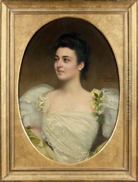 Portrait D'une Elegante Oil Painting by Jules Machard