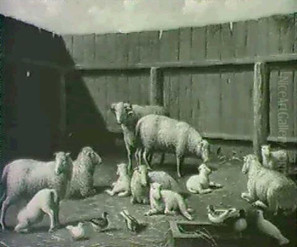 Farmyard Oil Painting by William H. Machen
