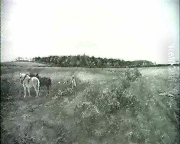 Seed Drilling In A Landscape Oil Painting by William Darling MacKay