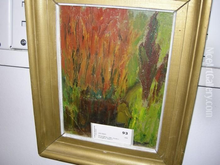 Munk I Tradgard Oil Painting by Anna Berg