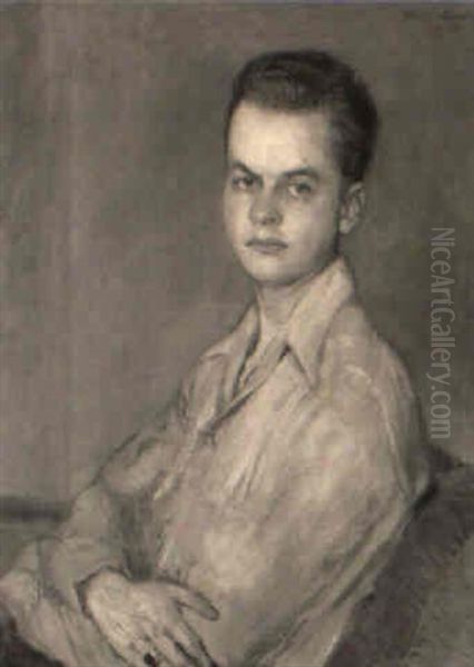 Portrat Eines Sitzenden Jungen Mannes Oil Painting by Fritz Mackensen
