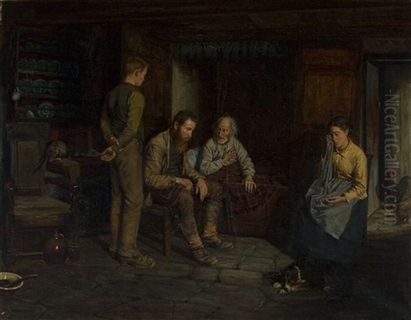 The Cottars Last Request Oil Painting by Alexander Mackenzie