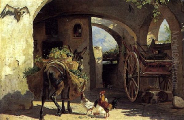 En Gadehandler. Aesel Ved Neapel Oil Painting by Adolf Heinrich Mackeprang