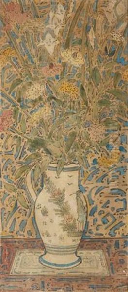 Flowers In Delft Jar Oil Painting by Elmer Livingston Macrae