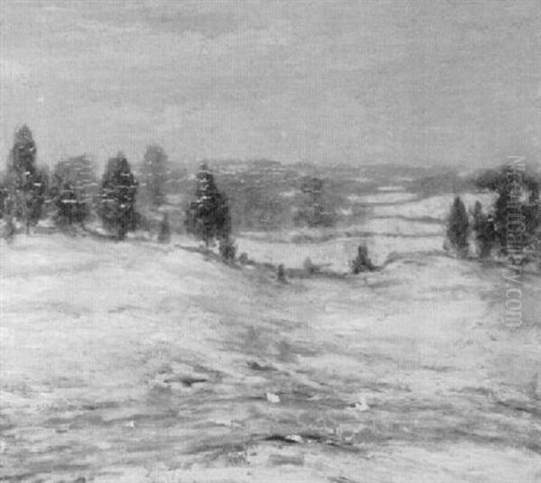 Cedar  Lane, Winter Oil Painting by Elmer Livingston Macrae