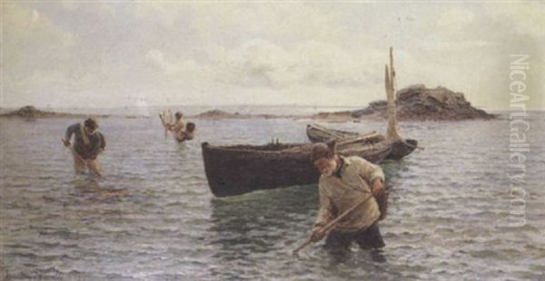 Shrimping Oil Painting by John Thomas Hamilton Macullum