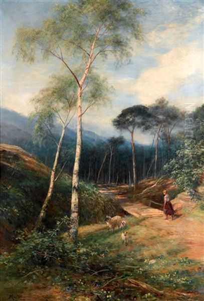 May - Anon Came Jolly Summer, Being Clad In A Thin Silken Cassock Coloured Green Oil Painting by John MacWhirter