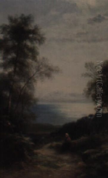 Woman In Landscape Oil Painting by John MacWhirter