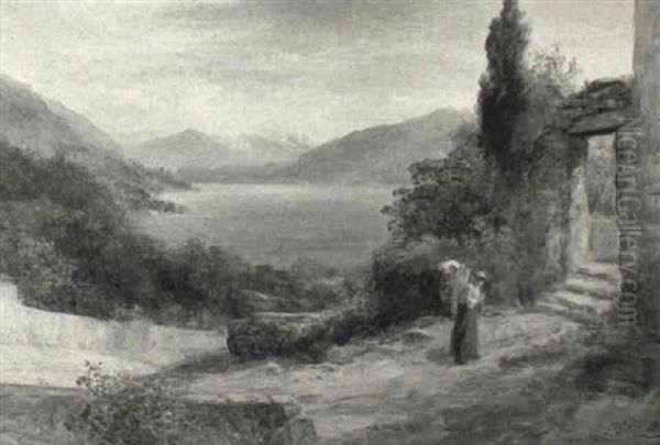 Lake Como From Above Menaggio Oil Painting by John MacWhirter