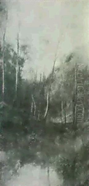 Autumnal Landscape With Heron By A Pool Oil Painting by John MacWhirter