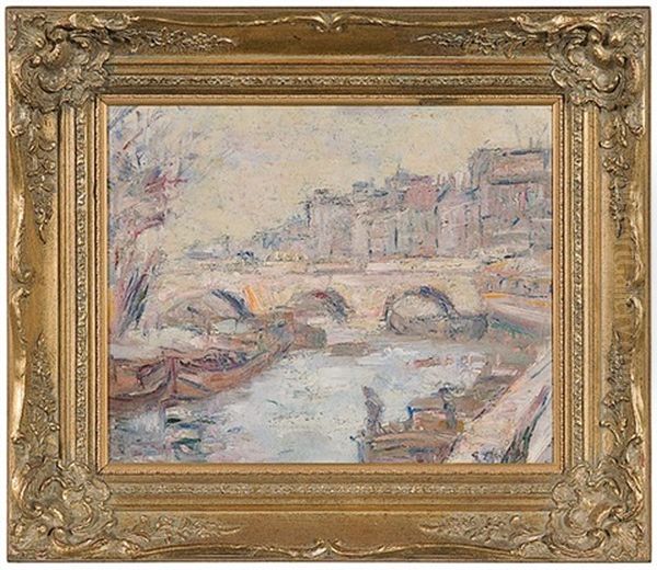 Parisian Landscape Oil Painting by Gustave Madelain