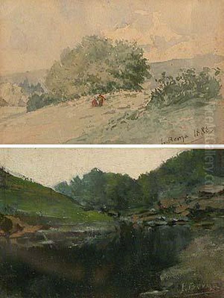 Pareja De Paisajes. Oil Painting by Jose Berga Boix