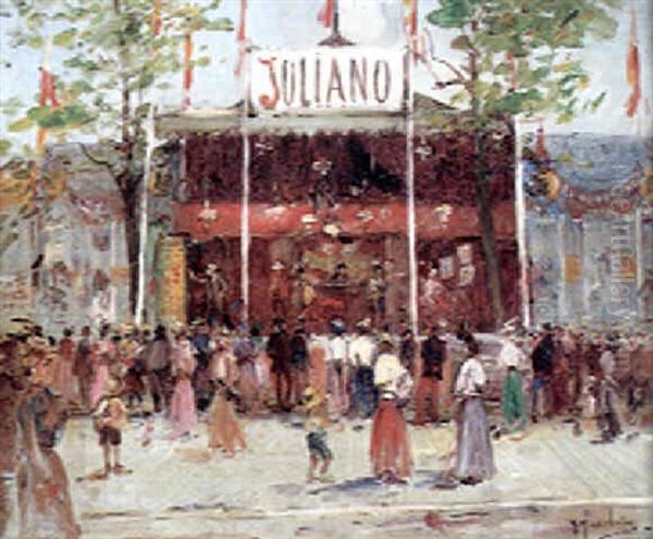 Fete Forain, La Parade Oil Painting by Gustave Madelain