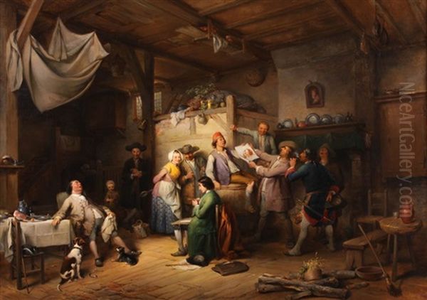 Pris En Pleine Sieste Oil Painting by Jean-Baptiste Madou