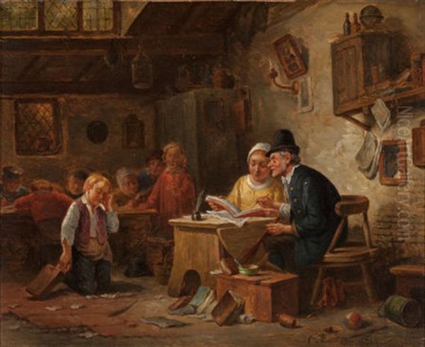 A Lesson Learned Oil Painting by Jean-Baptiste Madou