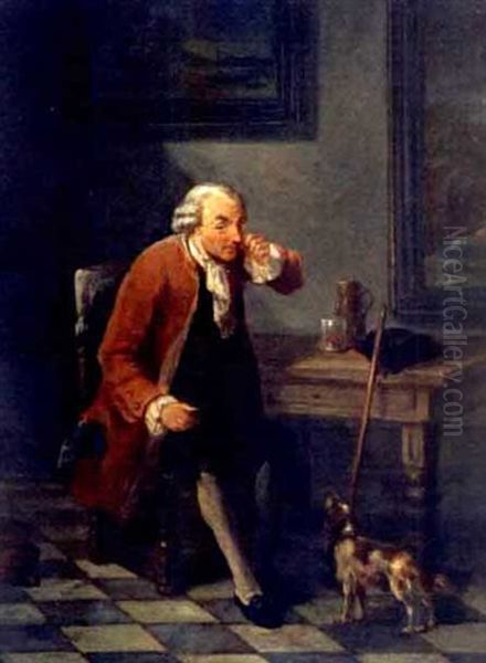 Enjoying A Bit Of Snuff Oil Painting by Jean-Baptiste Madou