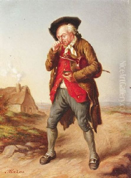 Wandersmann Mit Geige Oil Painting by Jean-Baptiste Madou