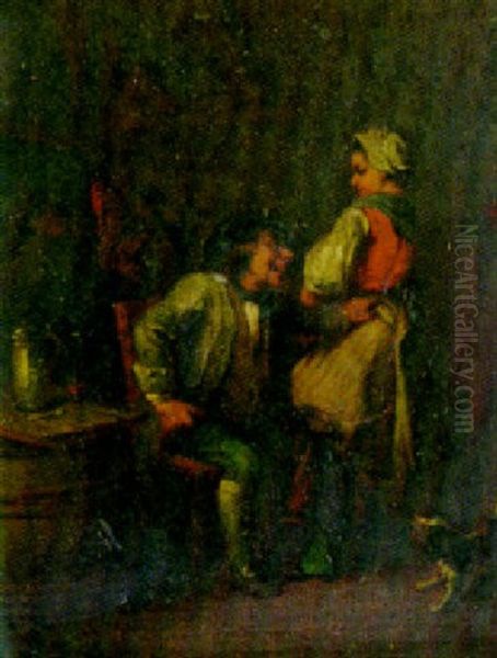 A Tavern Scene Oil Painting by Jean-Baptiste Madou