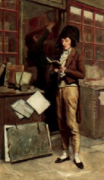 At The Bookstore Oil Painting by Jean-Baptiste Madou