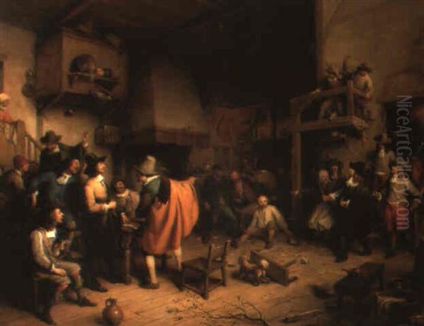Ruzie In De Herberg Oil Painting by Jean-Baptiste Madou