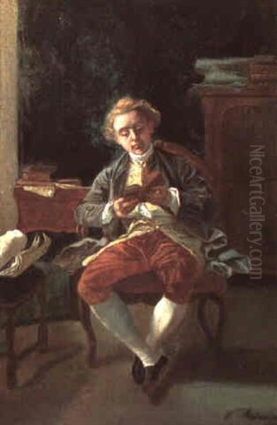 La Lecture Oil Painting by Jean-Baptiste Madou