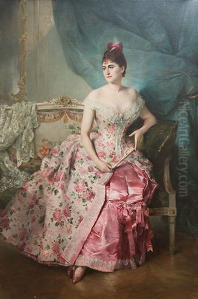 Retrato De Dama, 1881 Oil Painting by Raimundo de Madrazo y Garreta