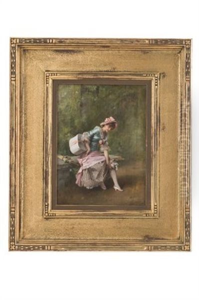 Dama Elegante Oil Painting by Raimundo de Madrazo y Garreta