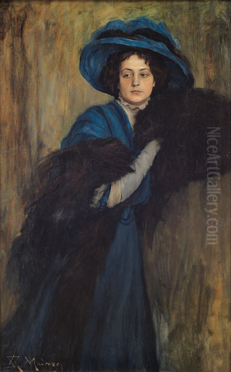 Retrato De Dama En Azul Oil Painting by Raimundo de Madrazo y Garreta