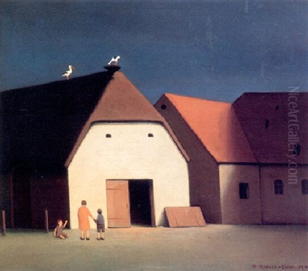 Tordenvejr I Juni Motiv Fra Erritso Oil Painting by Jeppe Madsen Ohlsen