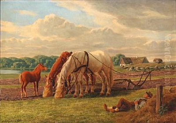 Danish Summer Idyll Oil Painting by Andreas Peter Madsen