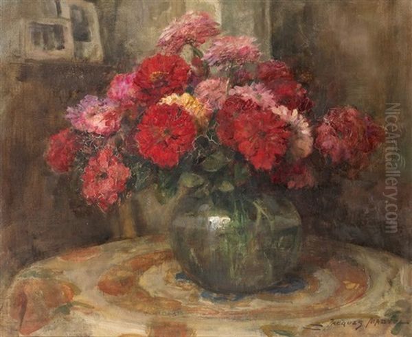 Le Bouquet De Fleurs Oil Painting by Jacques Madyol